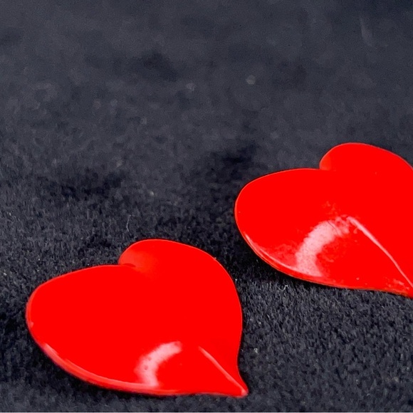 Vintage Red Heart Earrings Retro Goth Pinup - Picture 3 of 8
